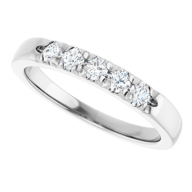 14K White .07 CTW Natural Diamond Anniversary Band