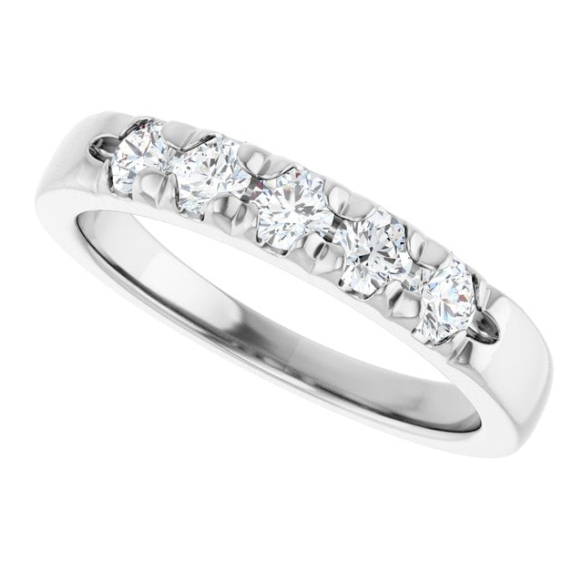 14K White .07 CTW Natural Diamond Anniversary Band