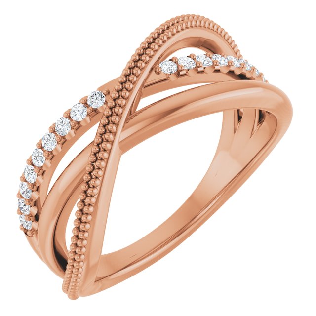 14K Gold Natural Diamond Criss-Cross Ring