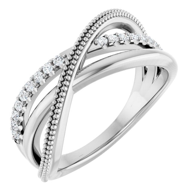 14K Gold Natural Diamond Criss-Cross Ring