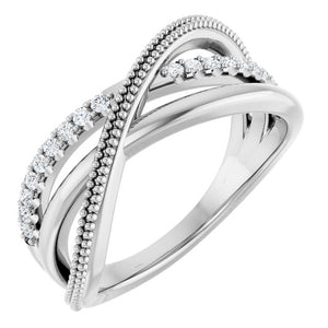 14K Gold Natural Diamond Criss-Cross Ring