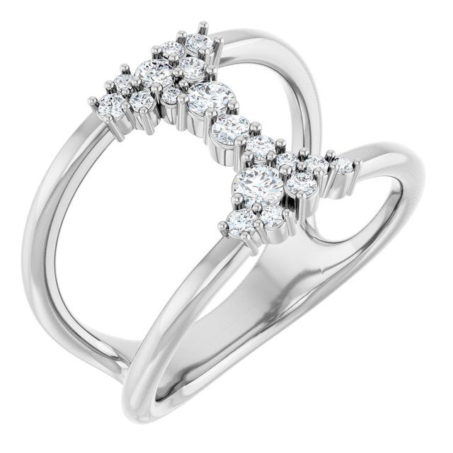 14K Gold Natural Diamond Negative Space Ring - Options Available