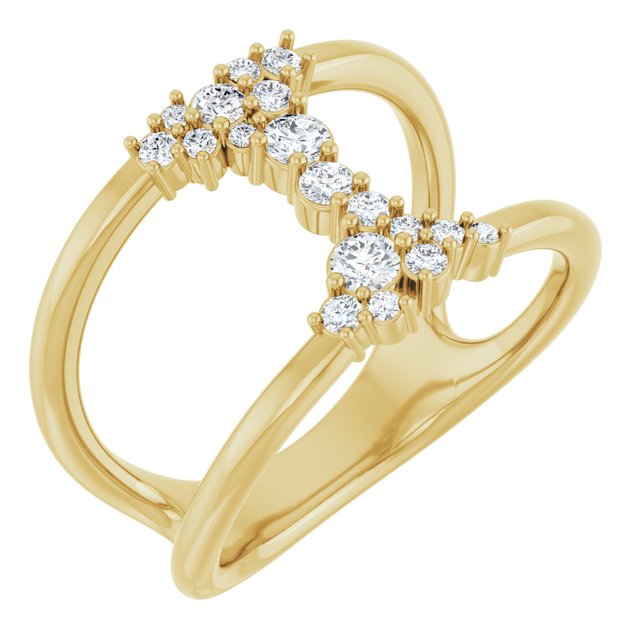 14K Gold Natural Diamond Negative Space Ring - Options Available