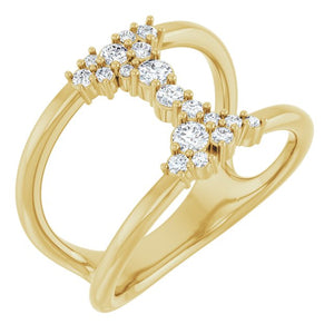 14K Gold Natural Diamond Negative Space Ring - Options Available