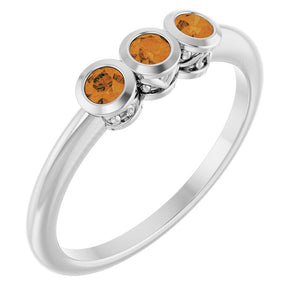 14K Gold Natural Alexandrite 3-Stone Ring