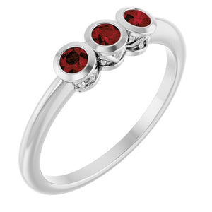 14K Gold Natural Alexandrite 3-Stone Ring