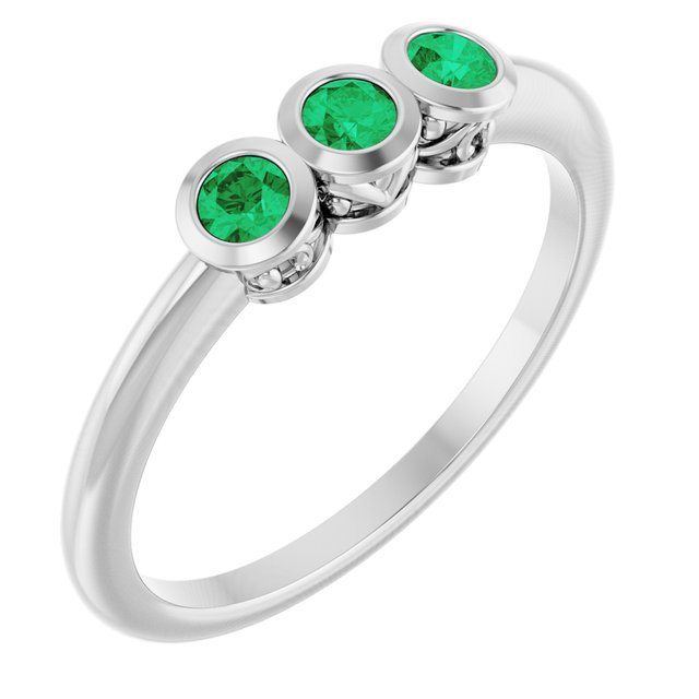 14K Gold Natural Alexandrite 3-Stone Ring