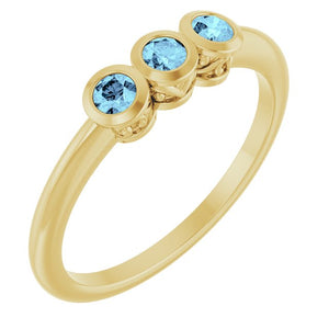 Natural Alexandrite 3-Stone Ring Crafted in 14K Gold, Silver & Platinum