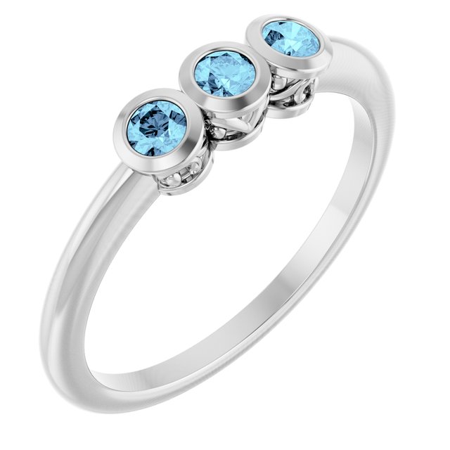 14K Gold Natural Alexandrite 3-Stone Ring