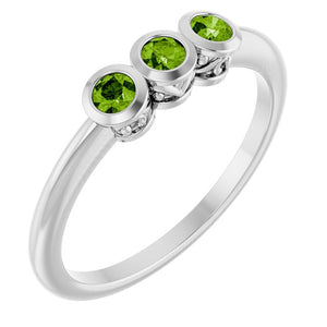 14K Gold Natural Alexandrite 3-Stone Ring