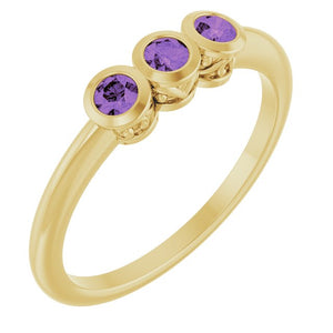 Natural Alexandrite 3-Stone Ring Crafted in 14K Gold, Silver & Platinum