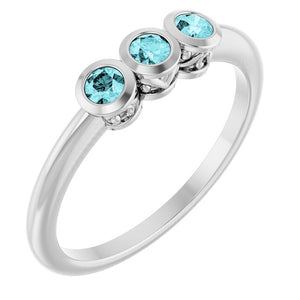 Natural Alexandrite 3-Stone Ring Crafted in 14K Gold, Silver & Platinum