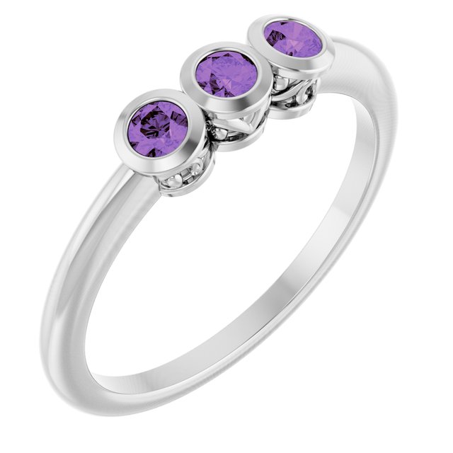 Natural Alexandrite 3-Stone Ring Crafted in 14K Gold, Silver & Platinum