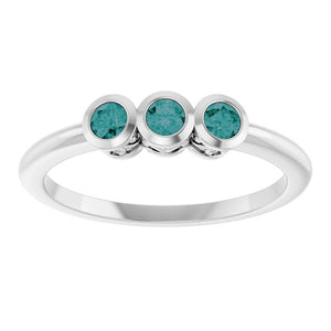 14K Gold Natural Alexandrite 3-Stone Ring