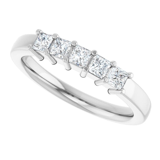 14K White Gold Diamond Anniversary Band – 5/8 Carat Elegance