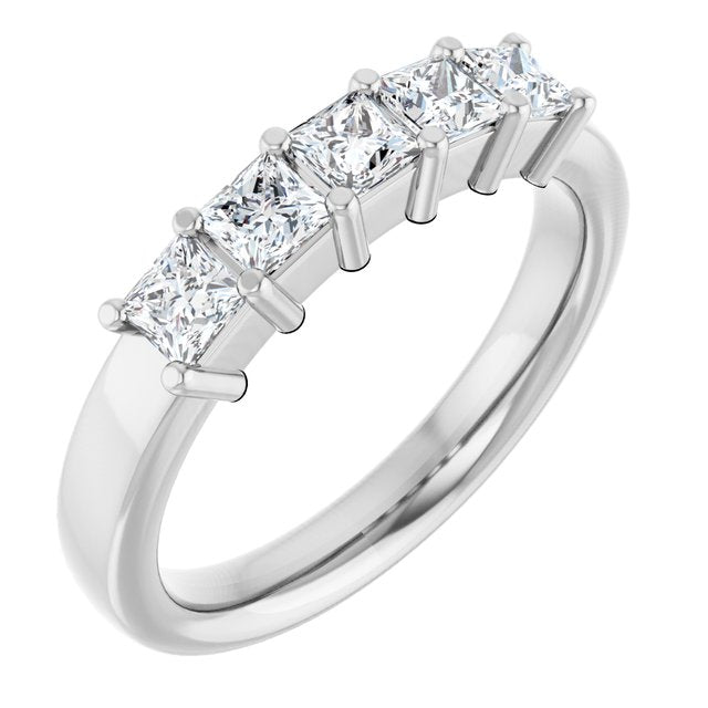 14K White Gold Diamond Anniversary Band – 5/8 Carat Elegance