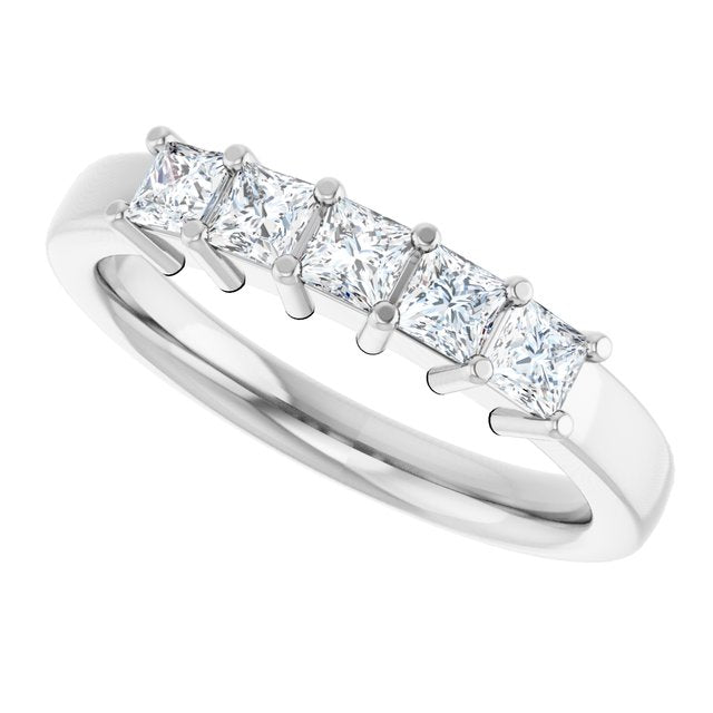 14K White Gold Diamond Anniversary Band – 5/8 Carat Elegance