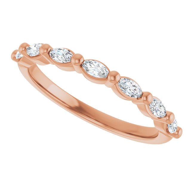 14K Rose Gold 1/3 CTW Diamond Anniversary Ring in Marquise Design