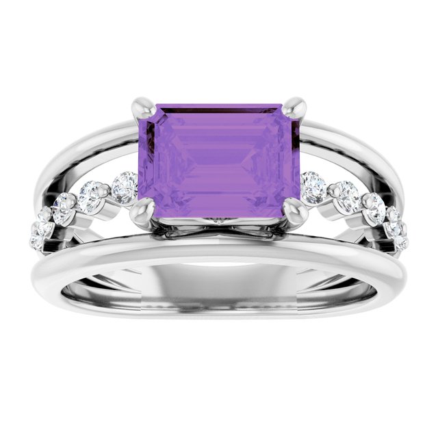 14K Yellow Natural Amethyst & 1/5 CTW Natural Diamond Ring