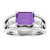 14K Yellow Gold, 8x6 mm Natural Amethyst & 1/5 CTW Diamond Ring