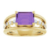 14K Yellow Natural Amethyst & 1/5 CTW Natural Diamond Ring