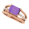 14K Yellow Gold, 8x6 mm Natural Amethyst & 1/5 CTW Diamond Ring