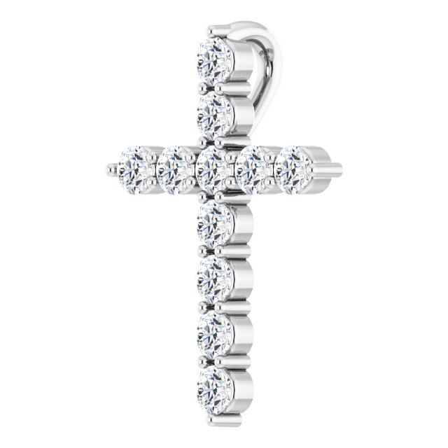 14K White Gold 1/6 CTW Natural Diamond Cross Necklace