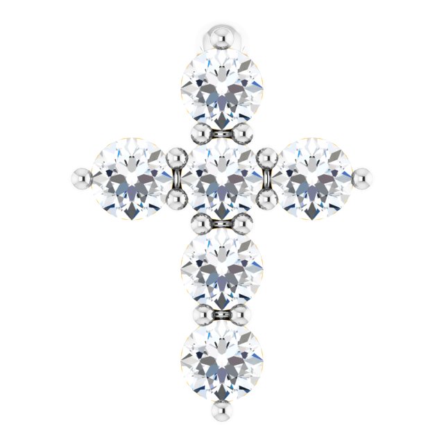 14K White Gold 1/6 CTW Natural Diamond Cross Necklace