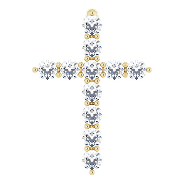 14K White Gold 1/6 CTW Natural Diamond Cross Necklace