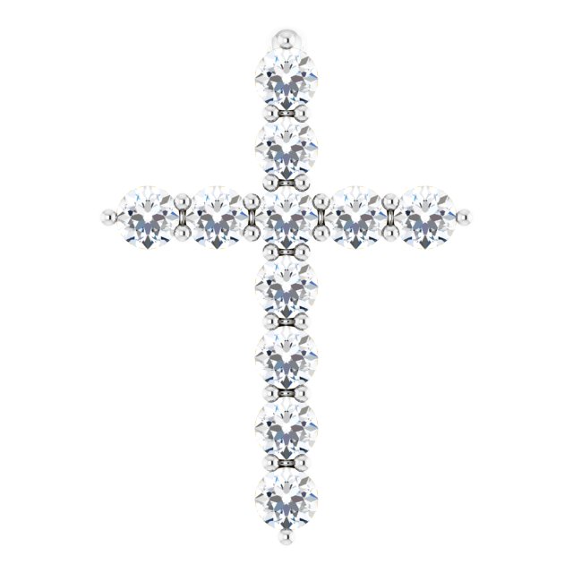 14K White Gold 1/6 CTW Natural Diamond Cross Necklace