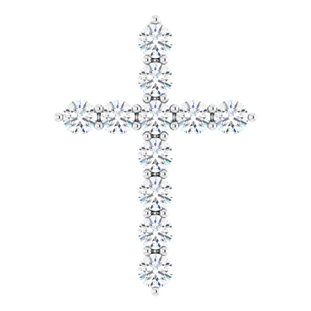 14K White Gold 1/6 CTW Natural Diamond Cross Necklace