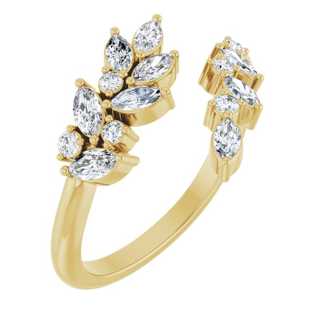 14K Gold Natural Diamond Bypass Ring