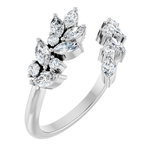 14K Gold Natural Diamond Bypass Ring
