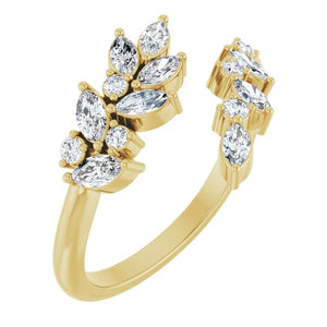 14K Gold Natural Diamond Bypass Ring