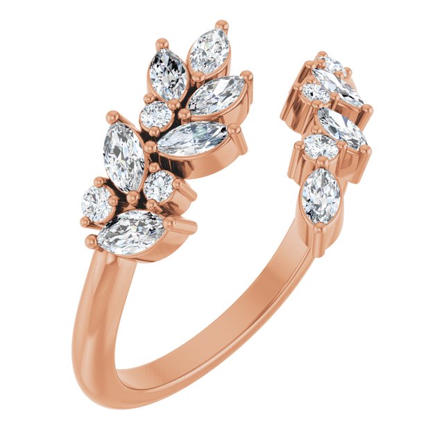 14K Gold Natural Diamond Bypass Ring