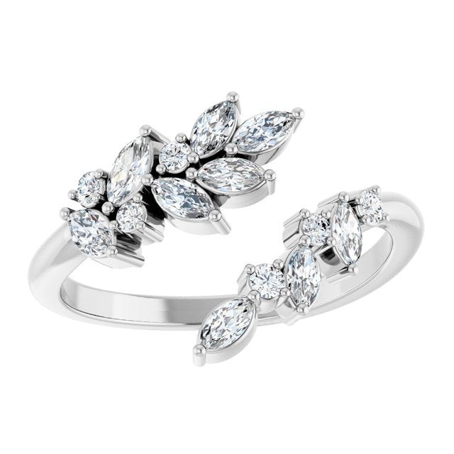 14K Gold Natural Diamond Bypass Ring