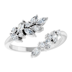 14K Gold Natural Diamond Bypass Ring