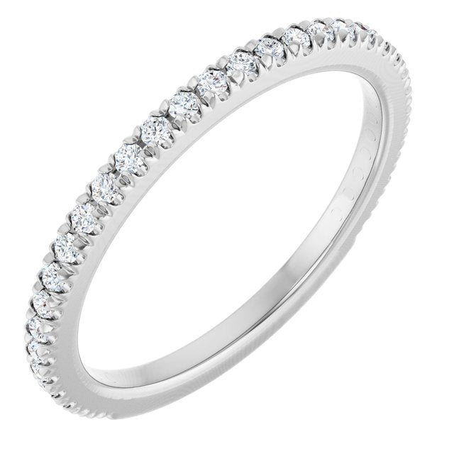 14K White Gold Diamond Anniversary Band – French-Set Design