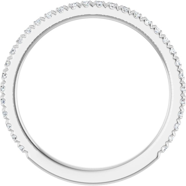 14K White Gold Diamond Anniversary Band – French-Set Design