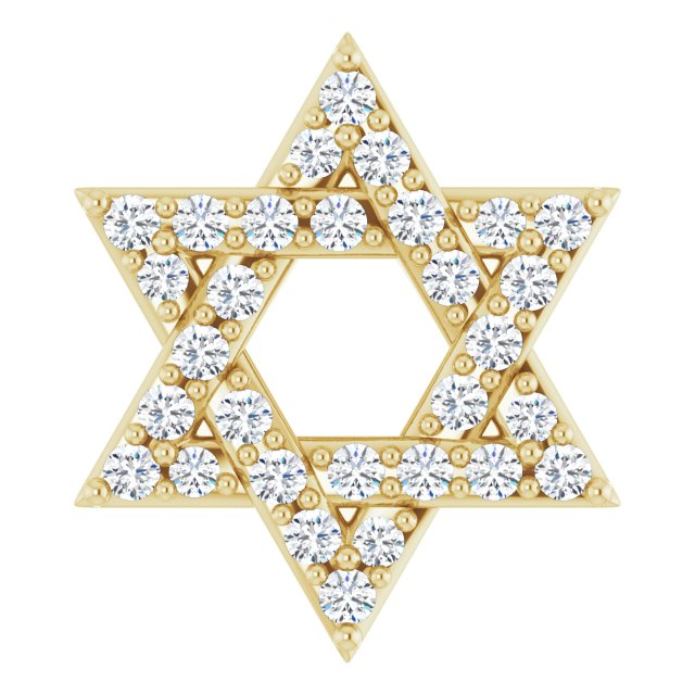 14K Yellow Gold Natural Diamond Star of David Pendant - Elegant Design