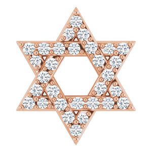 14K Yellow Gold Natural Diamond Star of David Pendant - Elegant Design
