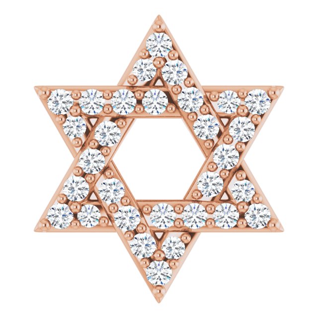 14K Gold Natural Diamond Star Of David Pendant