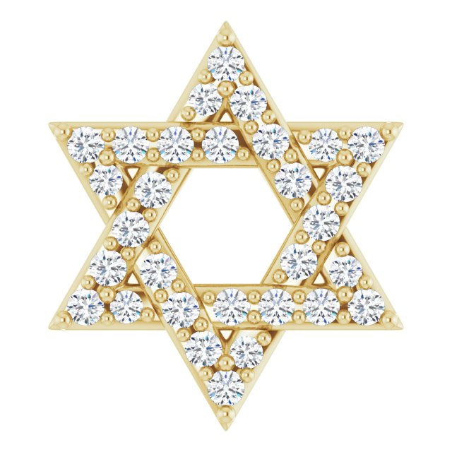 14K Gold Natural Diamond Star Of David Pendant