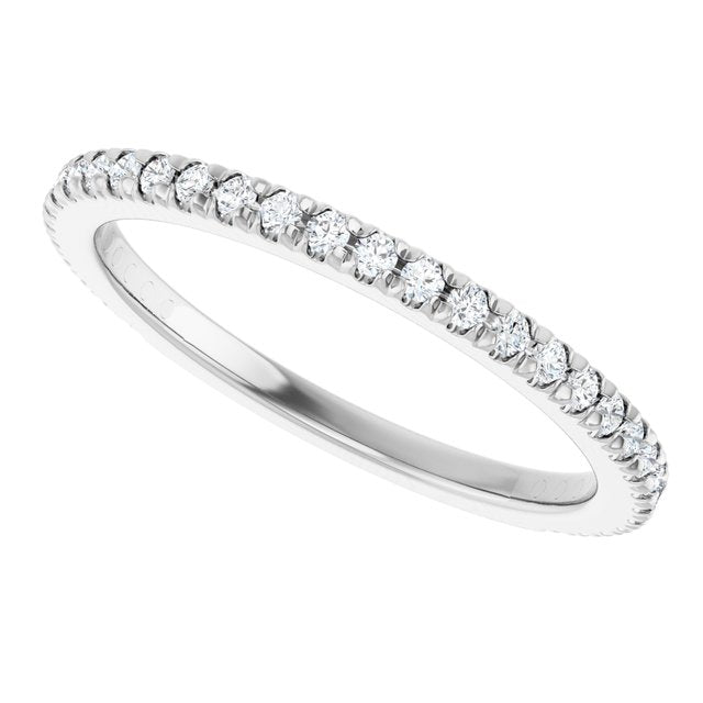 14K White 5/8 CTW Natural Diamond French-Set Anniversary Band