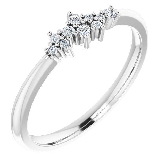 14K Gold, Platinum, Sterling Silver Natural Diamond Stackable Cluster Ring - Options Available
