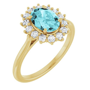 14K Gold Natural Pink Morganite And Natural Diamond Halo-Style Ring - Options Available