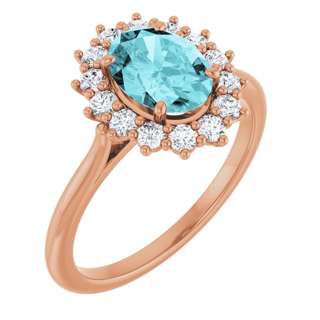 14K Gold Natural Pink Morganite And Natural Diamond Halo-Style Ring - Options Available
