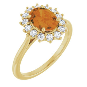 14K Gold Natural Pink Morganite And Natural Diamond Halo-Style Ring - Options Available