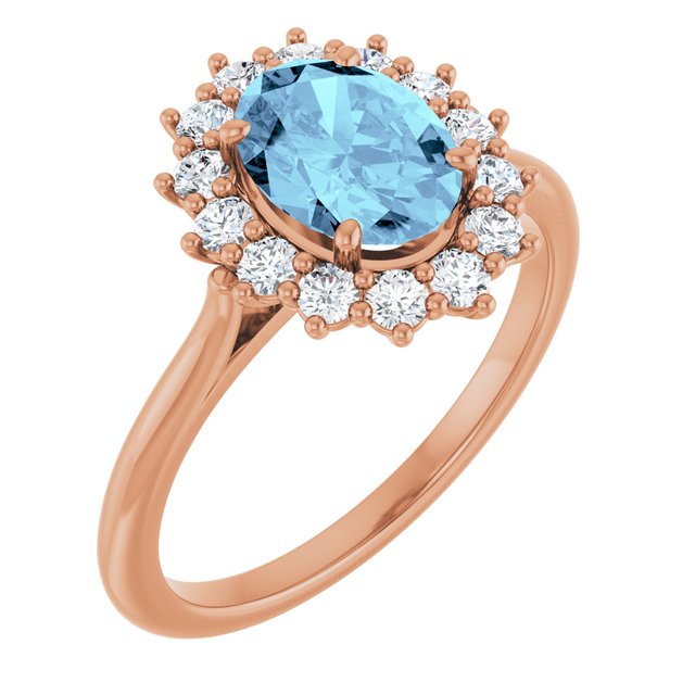 14K Gold Natural Pink Morganite And Natural Diamond Halo-Style Ring - Options Available