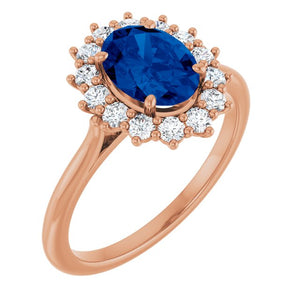 14K Gold Natural Pink Morganite And Natural Diamond Halo-Style Ring - Options Available